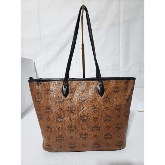 Authentic MCM  Visetos Dog Bone Shopper Tote Brown - Picture 4 of 15